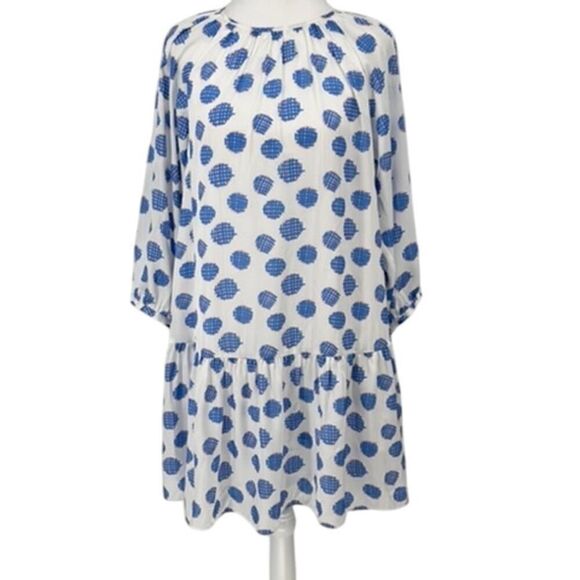 🎨 NWT Emily McCarthy Blue Polka Dot Long Sleeve Dress - Size S- gorgeous 🎨 - Picture 1 of 14